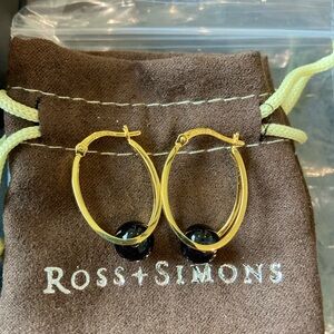 Ross Simons Black Onyx Double-Hoop Earrings in 14kt Yellow Gold. 3/4"
